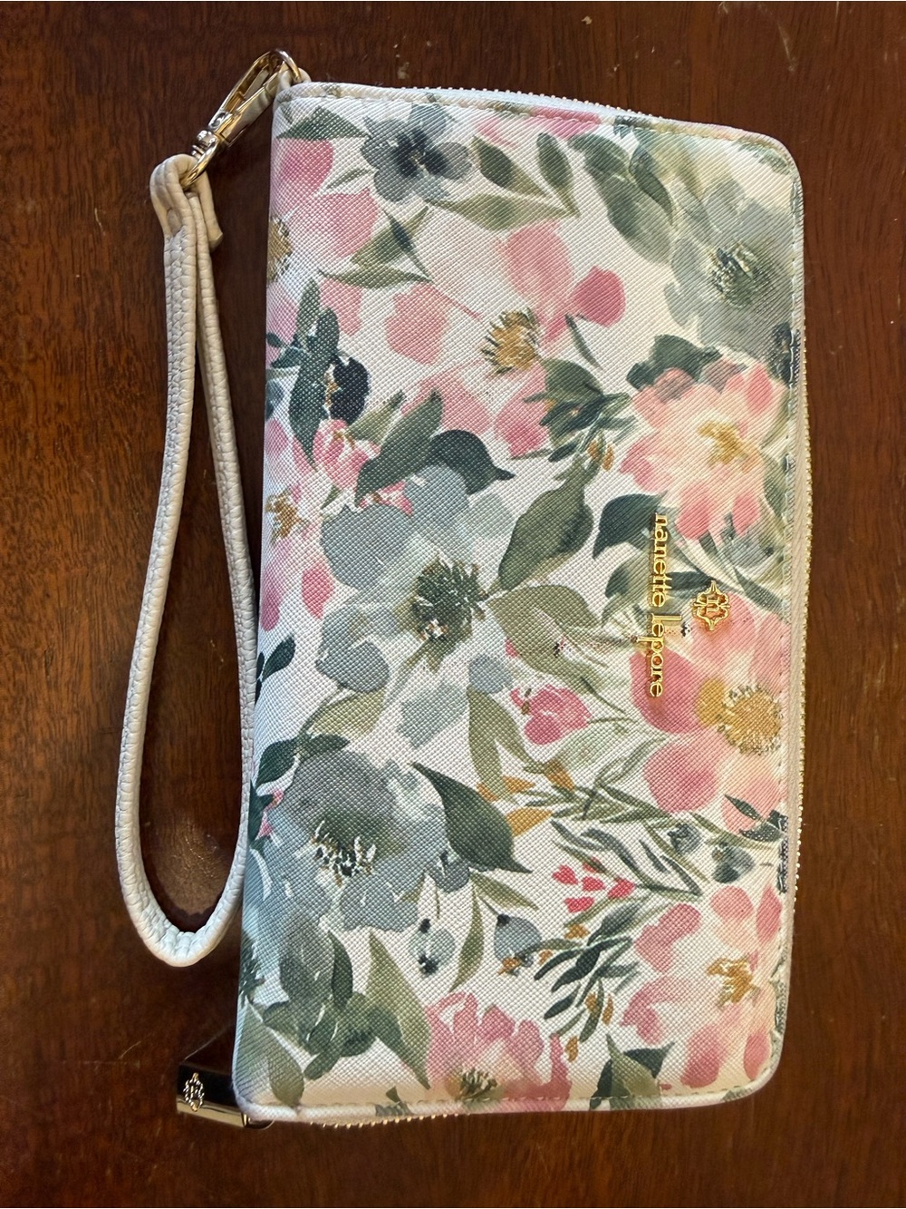 Nanette Lepore Pink & Green Floral Wristlet Clutch